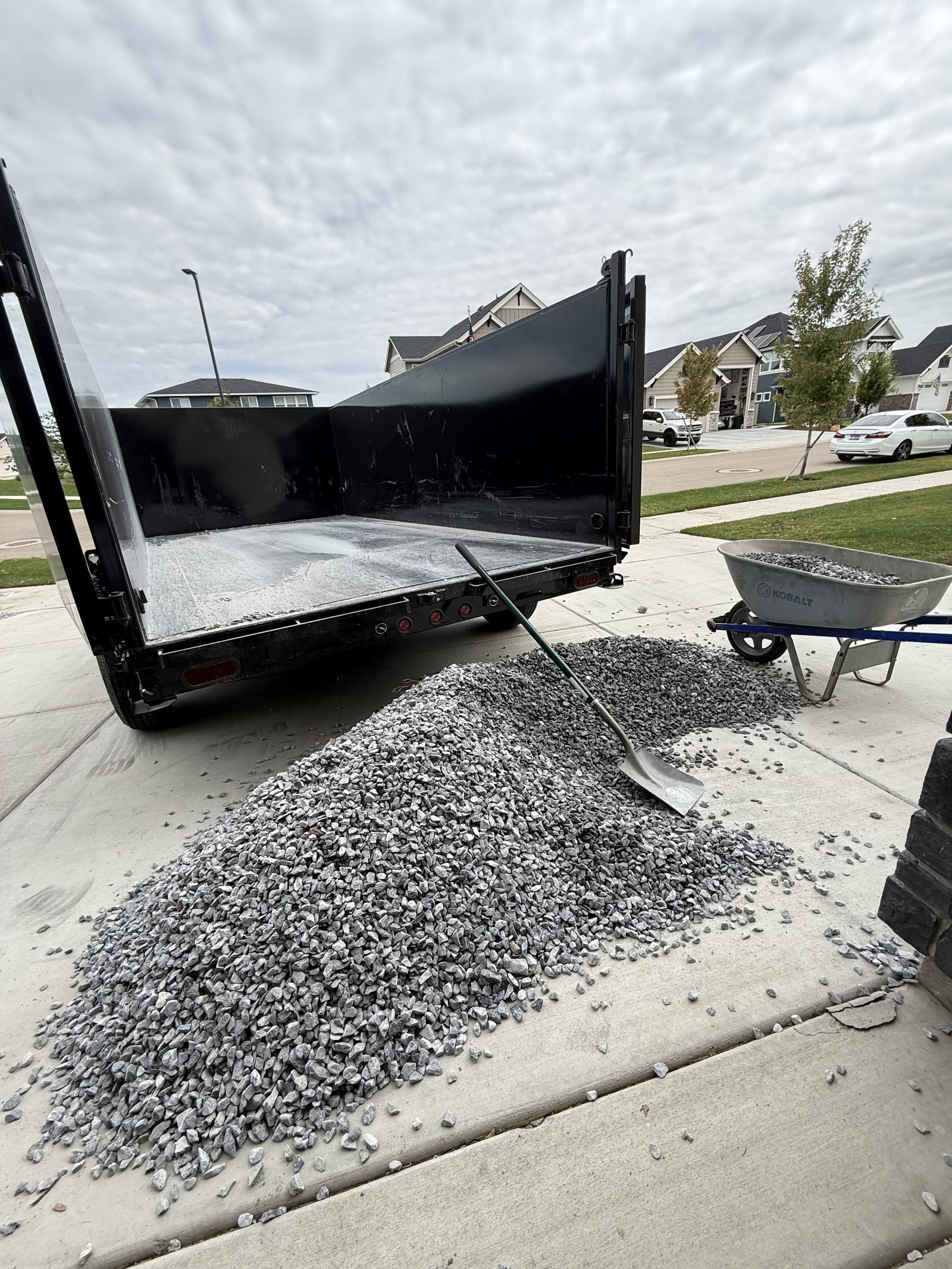 Blue gravel delivery from Crap Kings trailer — Meridian Idaho
