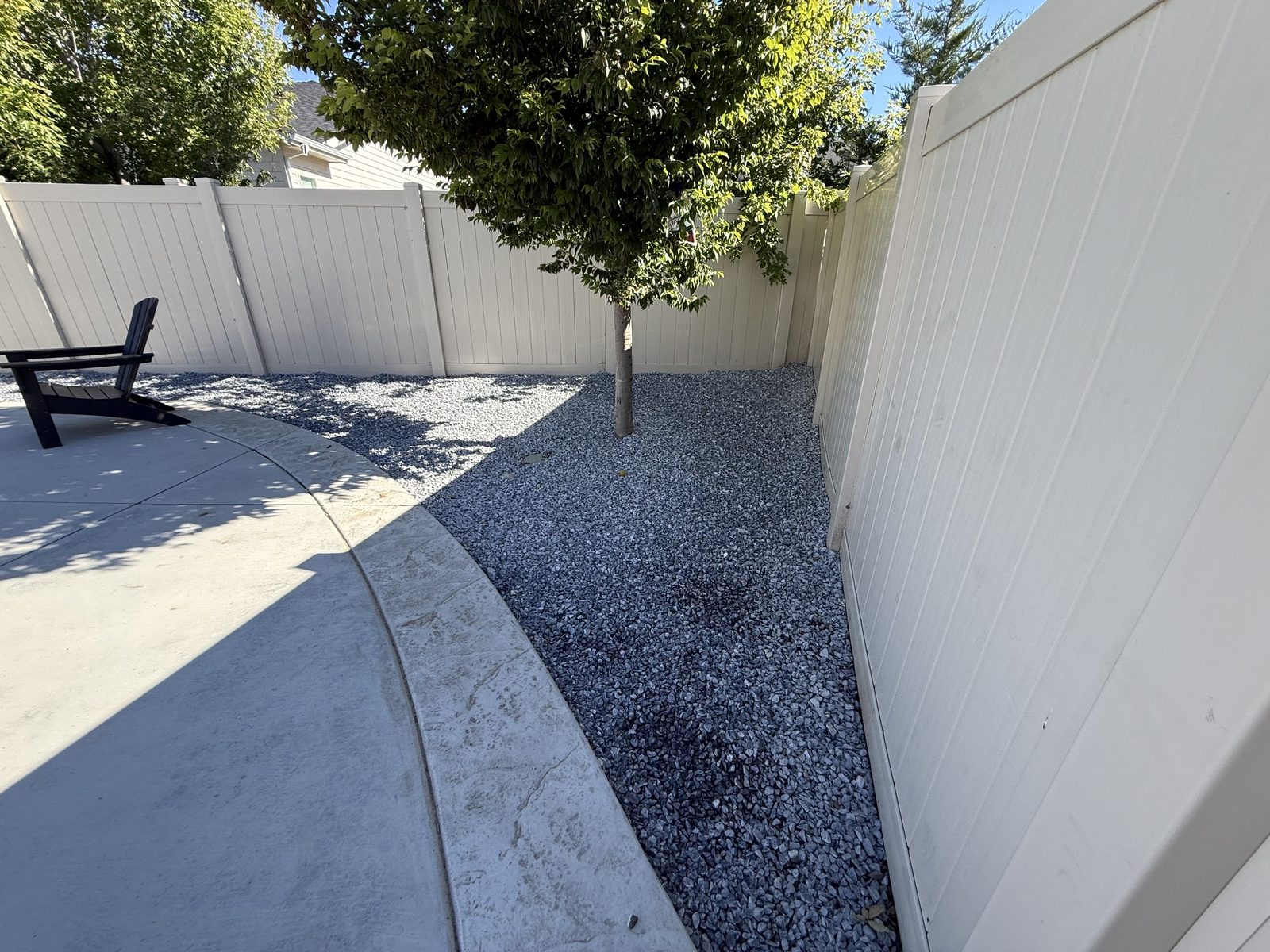 Finished backyard gravel border — Meridian Idaho